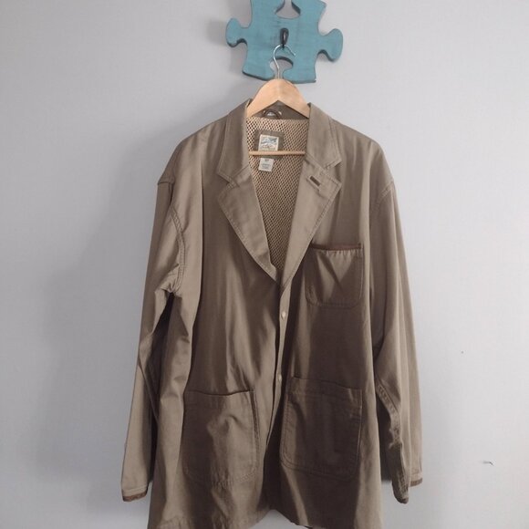 TravelSmith Other - Travelsmith XXL Mens Cotton Safari Sport Jacket Coat Suede Elbow Patches 2XL